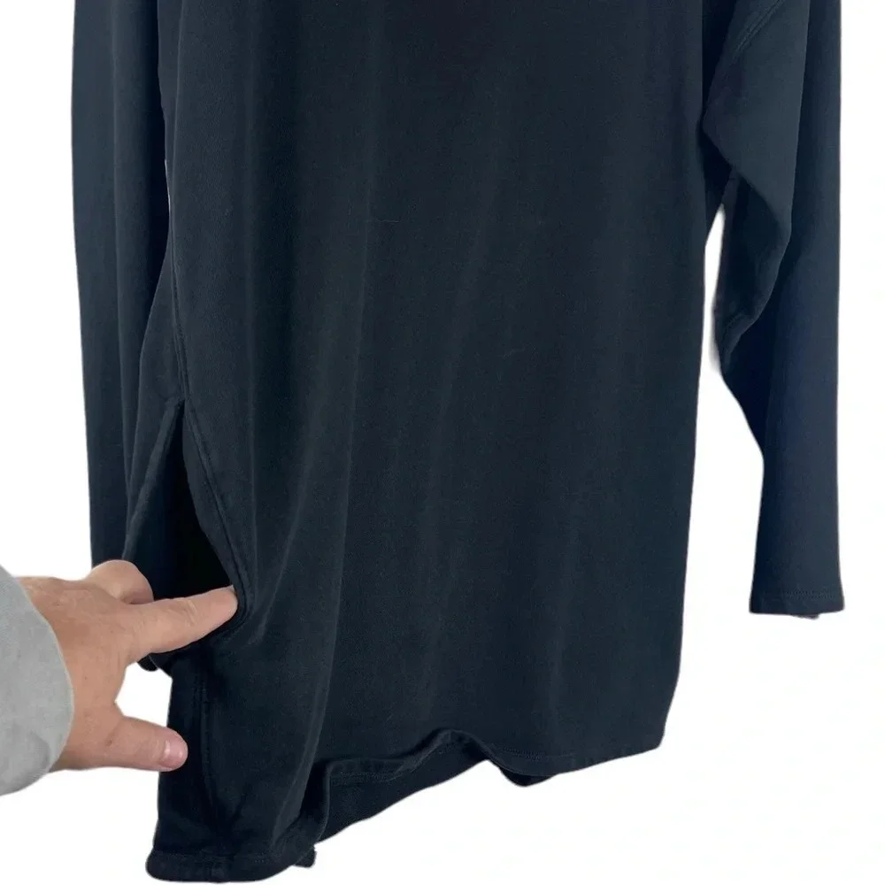 J.CREW Black University Terry Long Half Zip Pullover